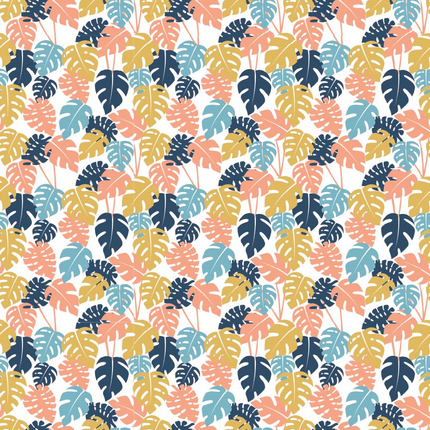 Mustard & Navy Monstera Pattern Acrylic Sheets - CMB Pattern Acrylic